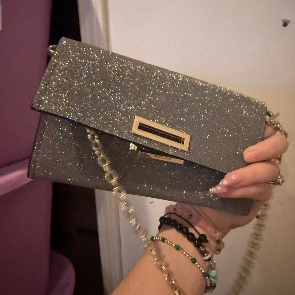 Women's Silver sparkly  and Grey Bag